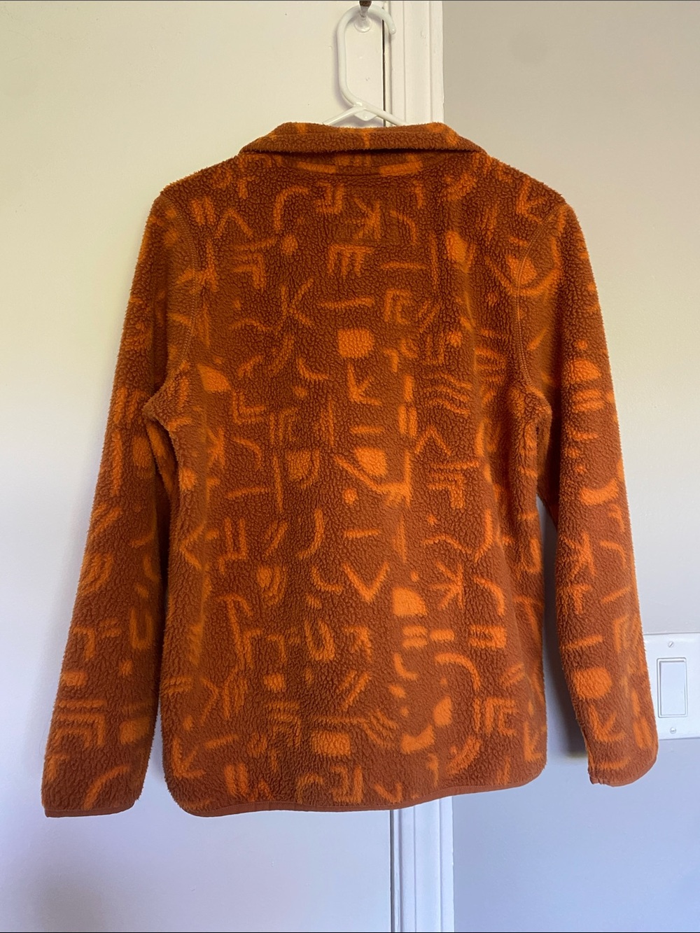 Billabong Rust Orange Patterned Quarter-Zip Fleece Pullover - Size M - Picture 2 of 3